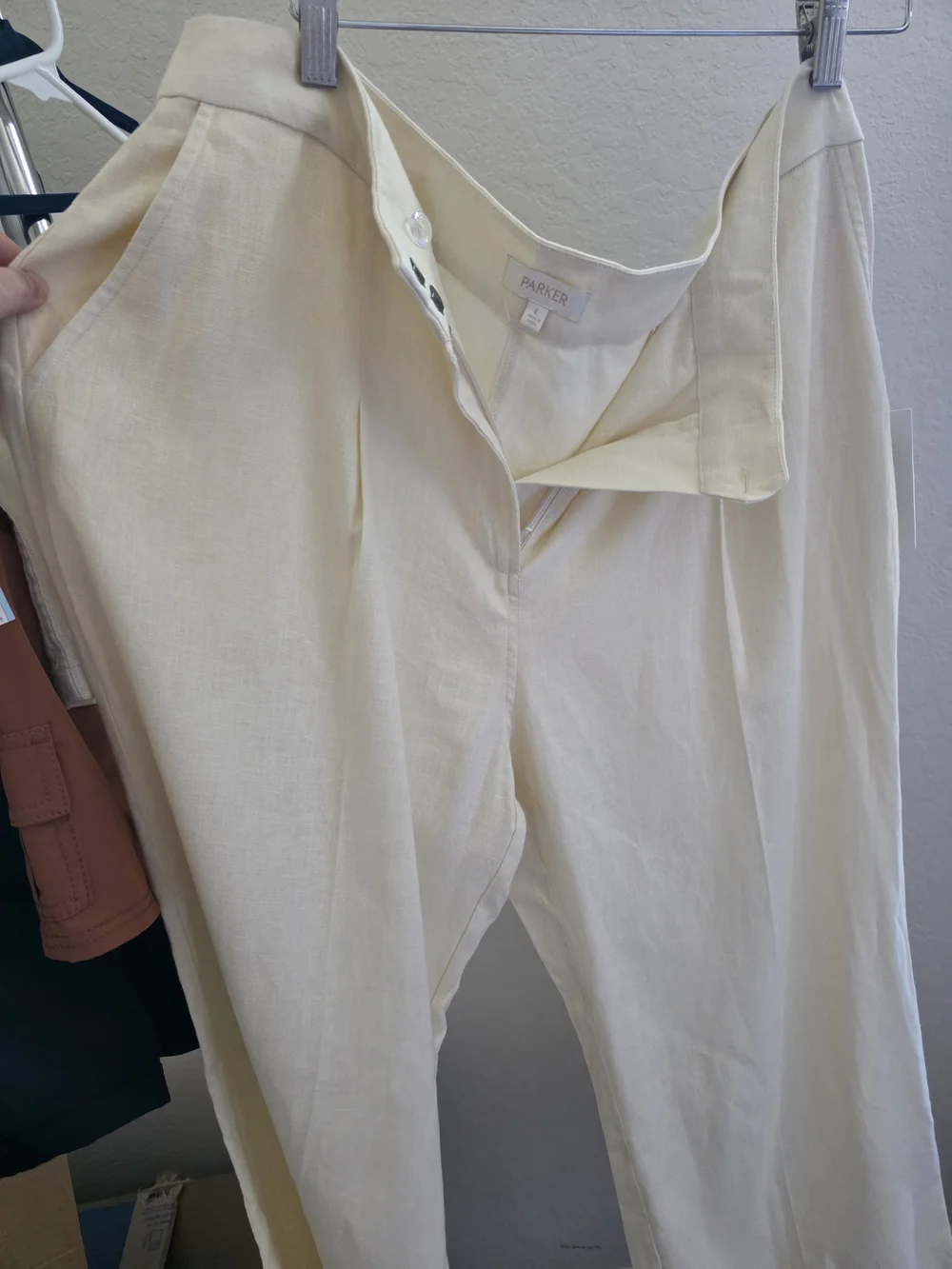 Parker Cream Wide-Leg Trousers Linen Pans Palazzo Classic
